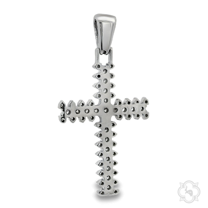 14K Yellow Gold Prong Diamond Cross, view 2