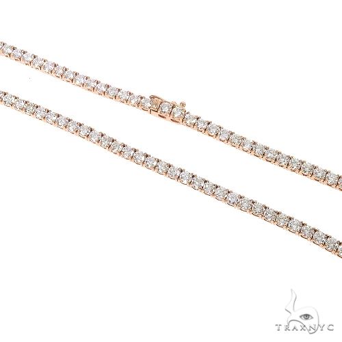 Rose gold tennis chain necklace with round-cut diamonds in a classic link design