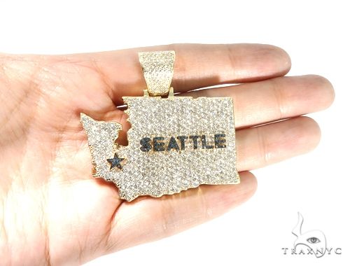 Pave Diamond Custom Seattle Pendant 64016 - Image 5