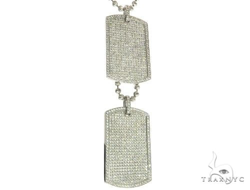 Pave Diamond Double Dog Tag Pendants Moon Cut Chain Set 63994 - Image 2