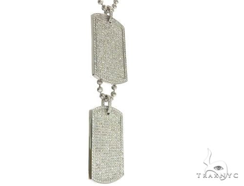 Pave Diamond Double Dog Tag Pendants Moon Cut Chain Set 63994 - Image 3