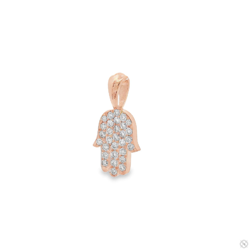 14K Gold Pave Diamond Hamsa Pendant - Small, photo 3 of 7