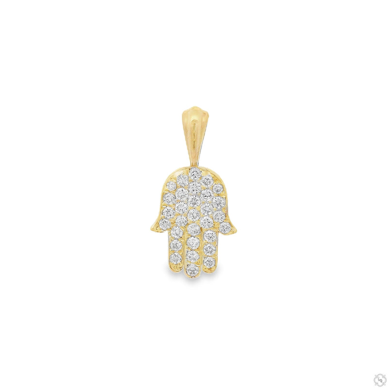 14K Gold Pave Diamond Hamsa Pendant - Small, photo 4 of 7