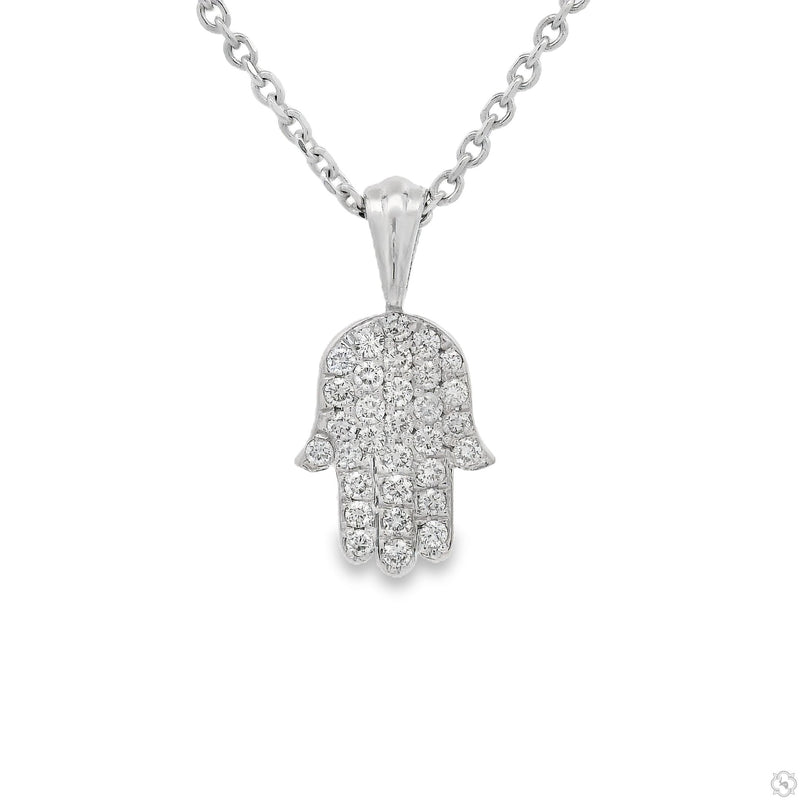 14K Gold Pave Diamond Hamsa Pendant Set, Small