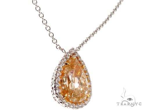 Pear Shape Fancy Yellow Diamond Necklace 64393 - Image 2
