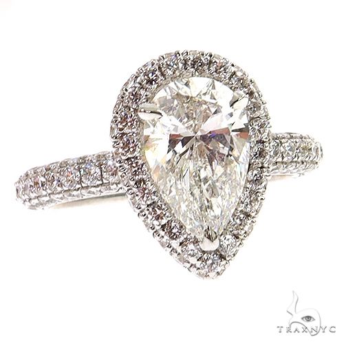 Pear Shape Halo Diamond Engagement Ring 68835 - Image 2