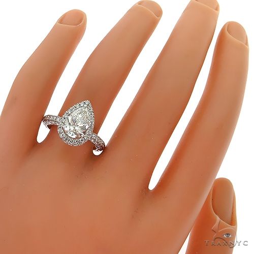 Pear Shape Halo Diamond Engagement Ring 68835 - Image 6