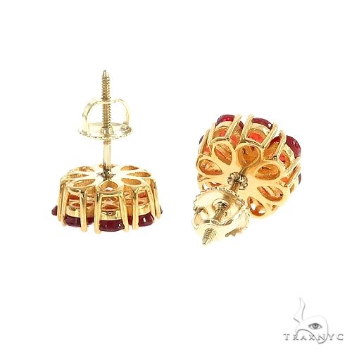 14K Gold Pear Shape Red Sapphire Earrings, photo 3 of 4