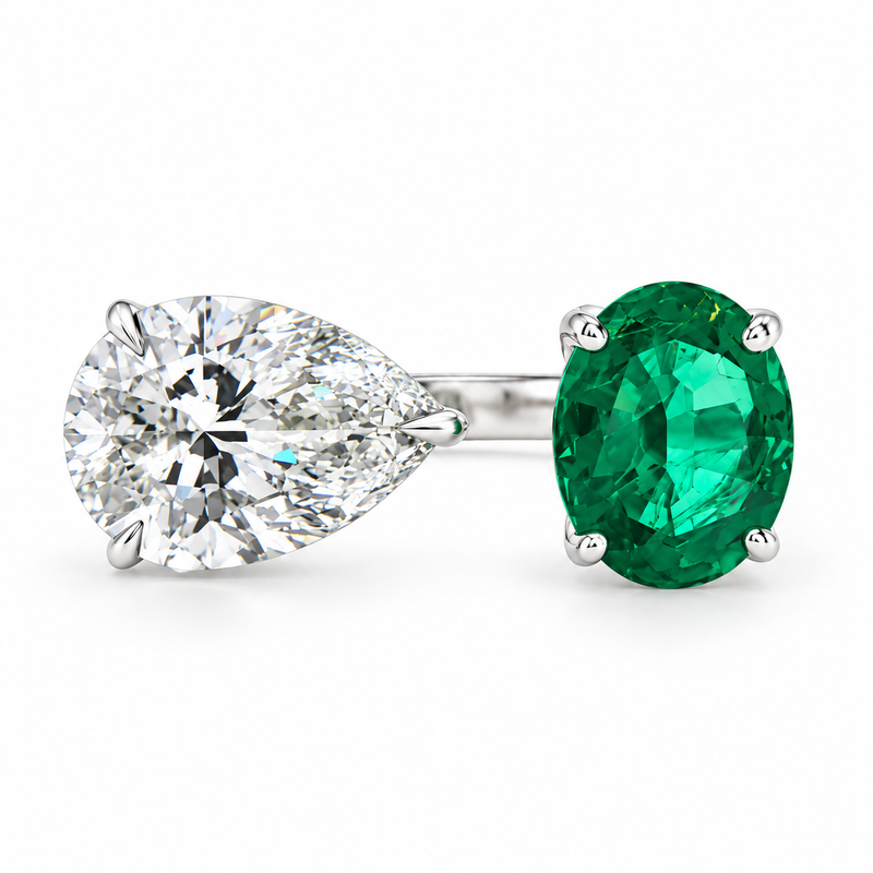 14K Gold Emerald & Diamond Ring, photo 1 of 10