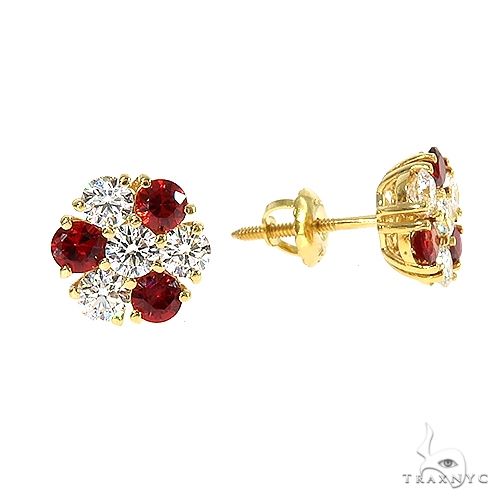 14K Gold Peppermint Sapphire Diamond Earrings, photo 2 of 3