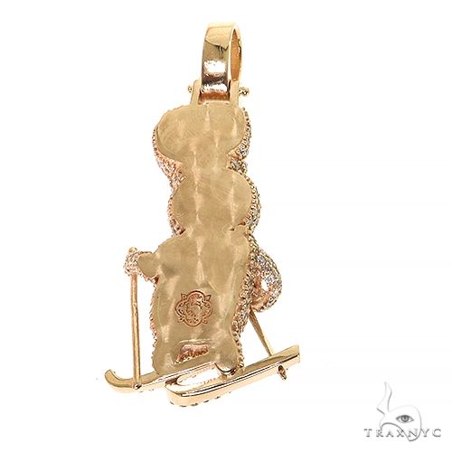 14K Gold Pillsbury Dough Boy Skiing Diamond Pendant, photo 4 of 7