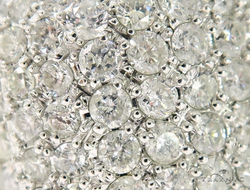 Wide men’s ring with multiple rows of small sparkling diamonds in white metal