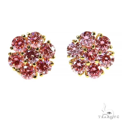 10 PT Pink Diamond Flower Earrings (Lab) 68207 - Image 1