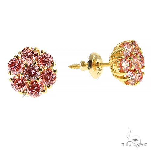 10 PT Pink Diamond Flower Earrings (Lab) 68207 - Image 2