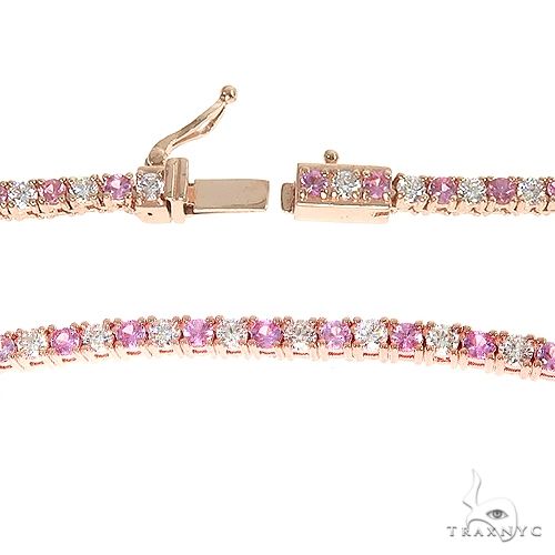 14K Gold Pink Sapphire And Diamond Baby Choker, photo 3 of 3