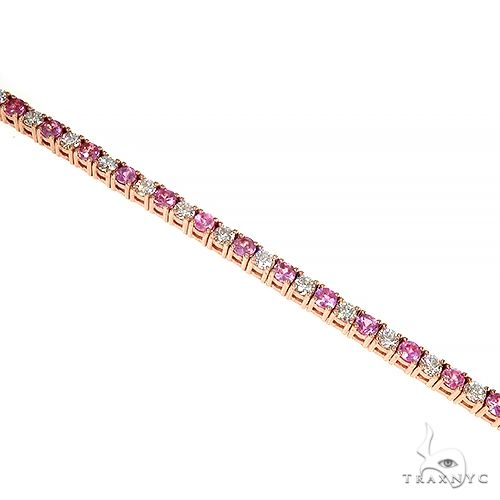 14K Gold Pink Sapphire Diamond Majesty Tennis Bracelet, photo 3 of 5