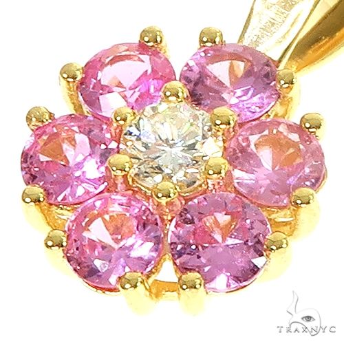 Pink Sapphire Diamond Flower Pendant 66809 - Image 3