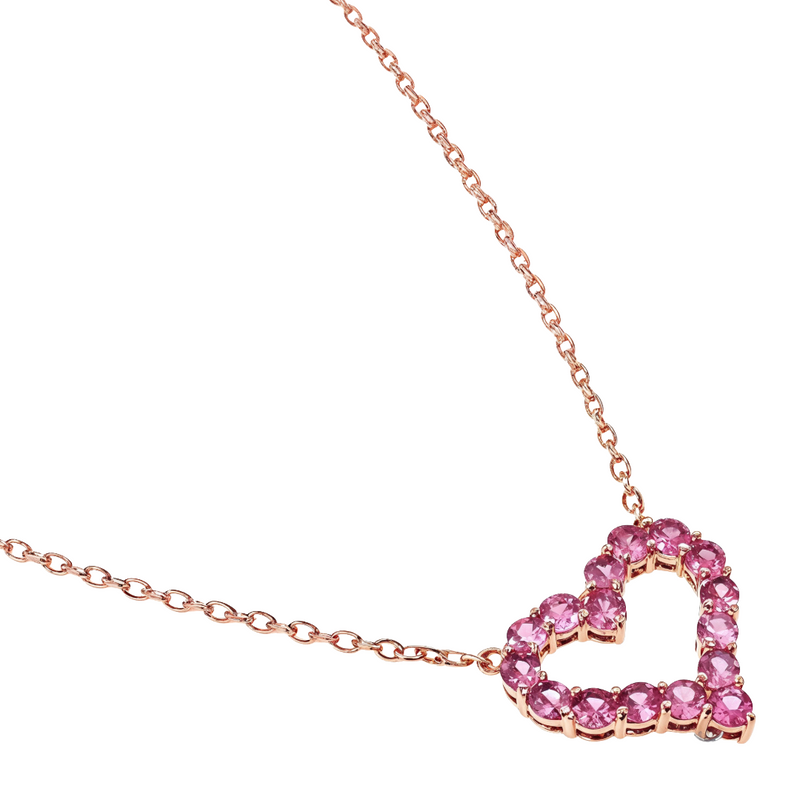 14K Gold Pink Sapphire Heart Necklace, photo 2 of 5