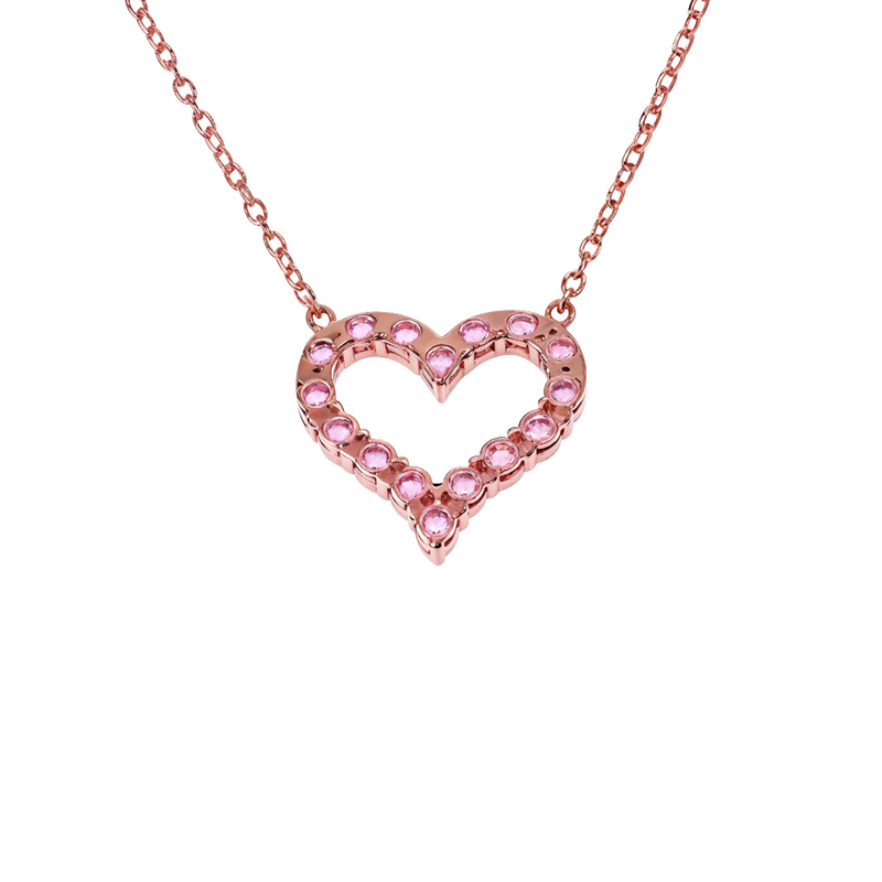 14K Gold Pink Sapphire Heart Necklace, photo 4 of 5