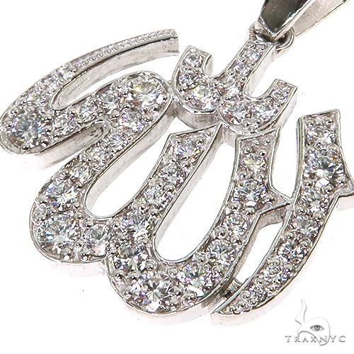 Platinum Diamond Allah Islam Religious Charm Pendant, photo 3 of 6