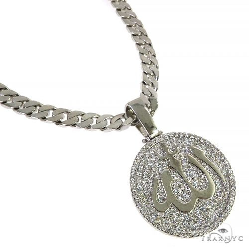 Platinum Diamond Allah Pendant Set 67971 - Image 2