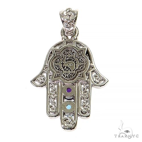 Platinum Hamsa Birthstone Pendant, photo 4 of 6