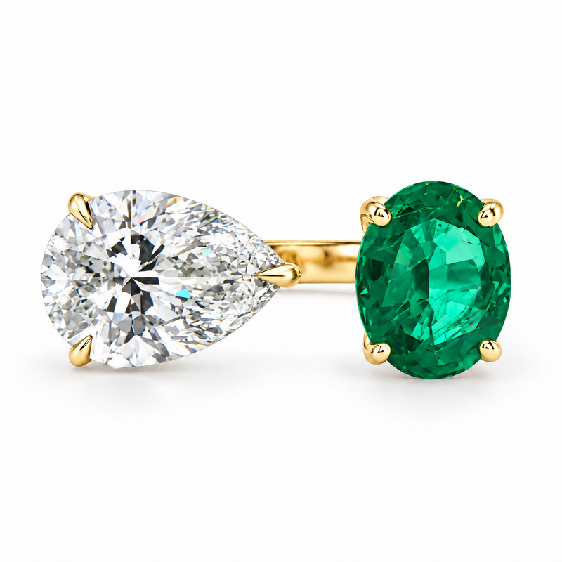 14K Gold Emerald & Diamond Ring, photo 3 of 10
