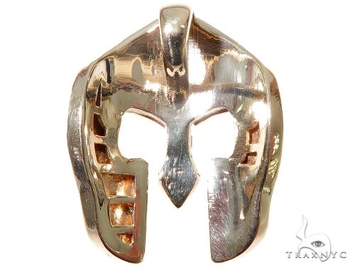 14K Gold Spartan Mask Diamond Pendant, photo 5 of 9