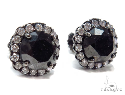 14K Gold Prong Black Diamond Earrings, photo 2 of 5
