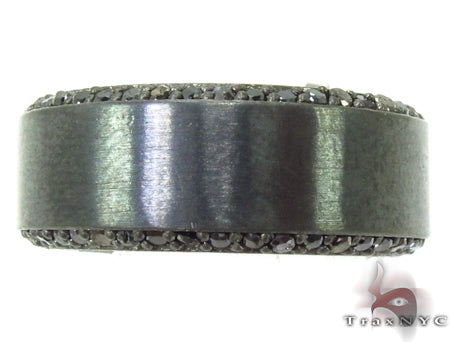 Men’s silver ring with black diamond prong setting and matte finish band