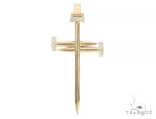 14K Gold Prong Diamond Nail Cross, photo 3 of 7