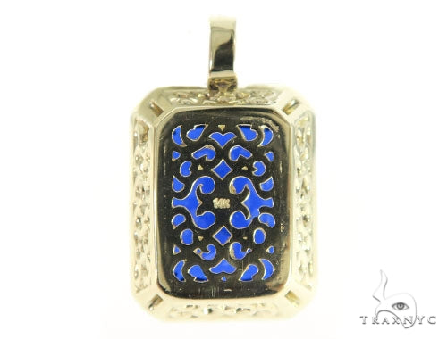 14K Gold Prong Diamond Blue Fancy Pendant, photo 4 of 8