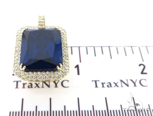 14K Gold Prong Diamond Blue Fancy Pendant, photo 7 of 8