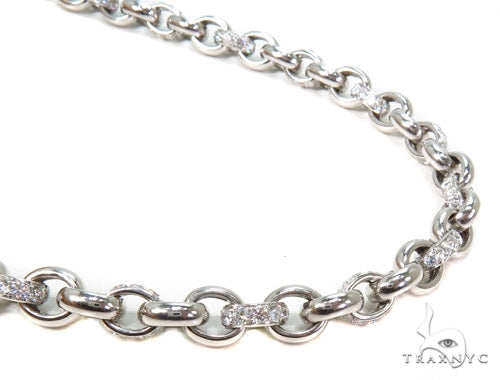 14K white gold diamond at 8mm, 26-inch length, mirror finish