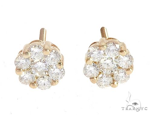 Yellow gold prong-set diamond cluster stud earrings with round sparkling stones