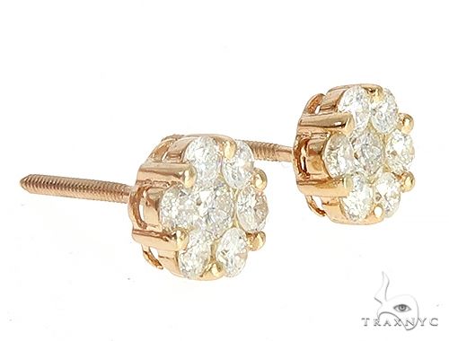 14K Gold Prong Diamond Cluster Earrings, photo 2 of 5