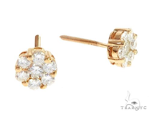 14K Gold Prong Diamond Cluster Earrings, photo 3 of 5
