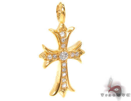 22K Gold Diamond Cross Pendant, photo 2 of 8