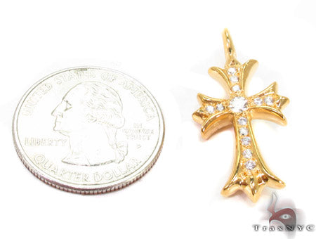22K Gold Diamond Cross Pendant, photo 5 of 8