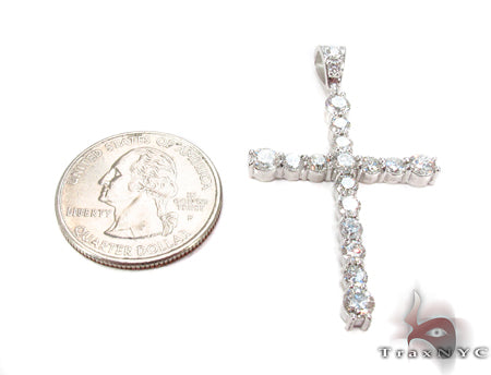 18K Gold Prong Diamond Cross Crucifix, photo 5 of 8