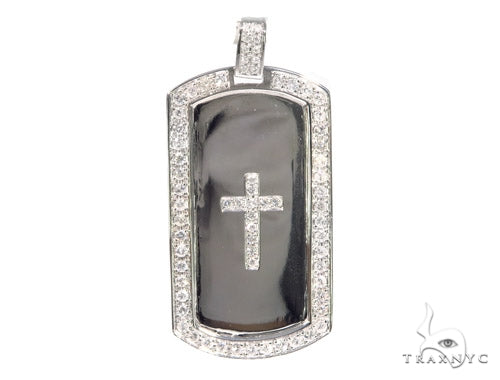 Prong Diamond Cross Crucifix Dog Tag 44894 - Image 1