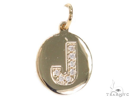 14K Gold Prong Diamond Initial 'J' Pendant, photo 2 of 13