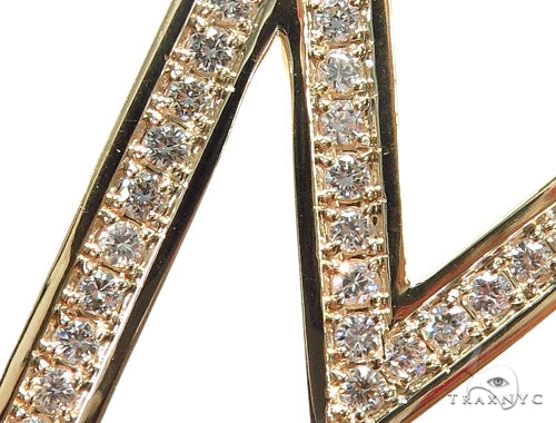 10K Gold Prong Diamond Initial 'M' Pendant, photo 3 of 8
