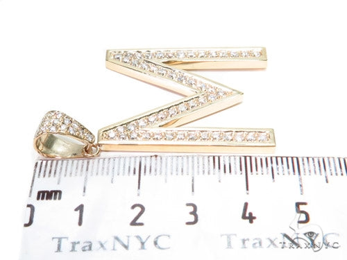 10K Gold Prong Diamond Initial 'M' Pendant, photo 7 of 8