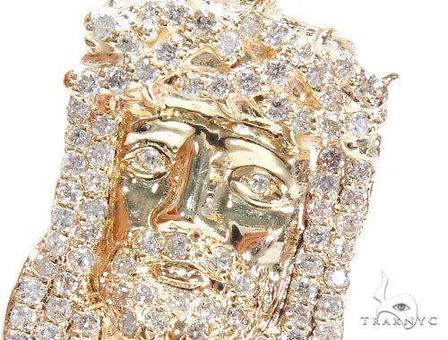 14K Gold Prong Diamond Jesus Piece, photo 3 of 7
