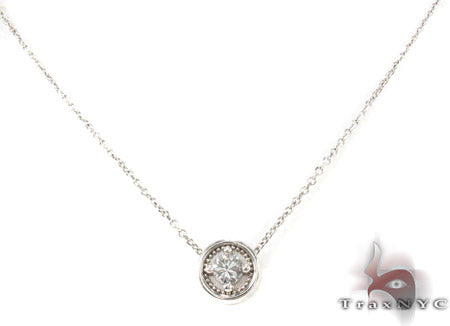 14k white gold prong-set diamond pendant necklace – front view showing individual stone settings, 0.25ct total weight