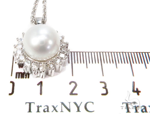 Prong Diamond Pearl Necklace 37699 - Image 9