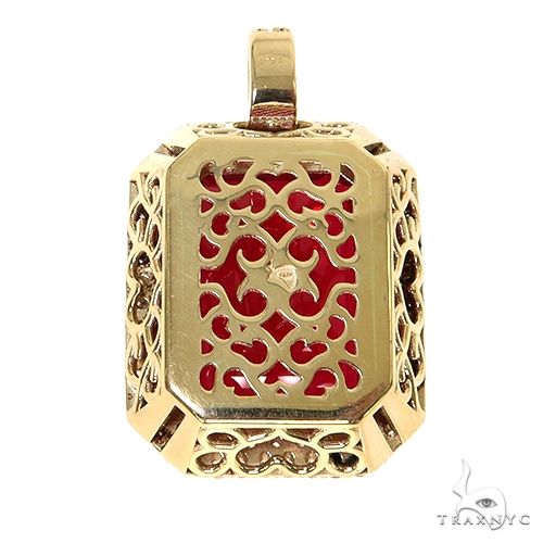14K Gold Prong Diamond Red Fancy Pendant, photo 4 of 6