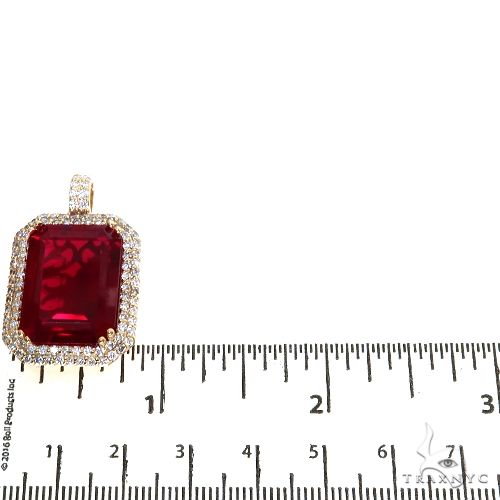 14K Gold Prong Diamond Red Fancy Pendant, photo 5 of 6