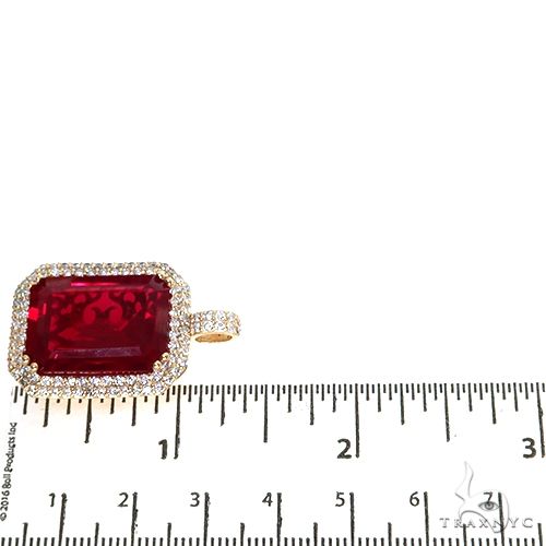 14K Gold Prong Diamond Red Fancy Pendant, photo 6 of 6